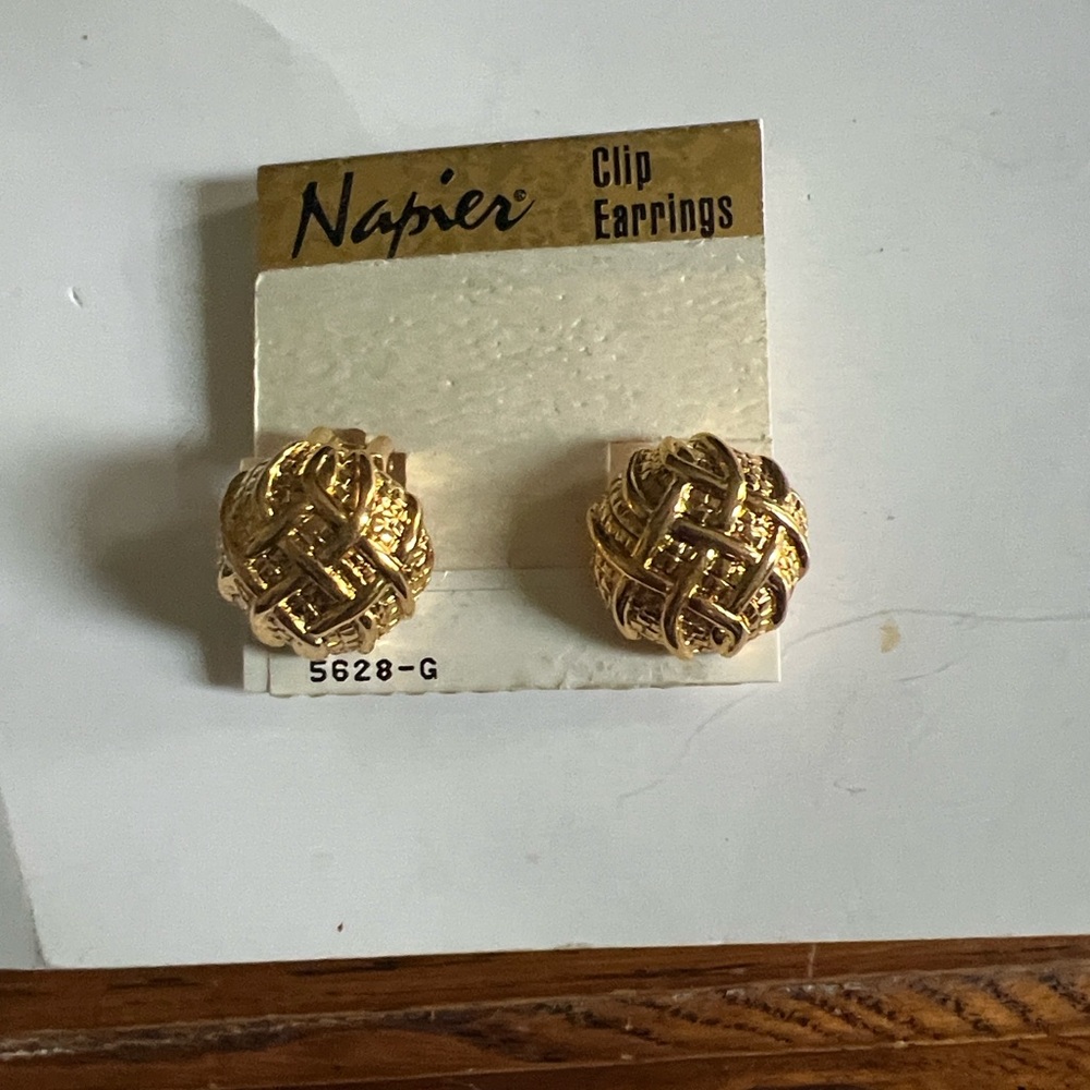 Napier Gold Woven Clip Earrings